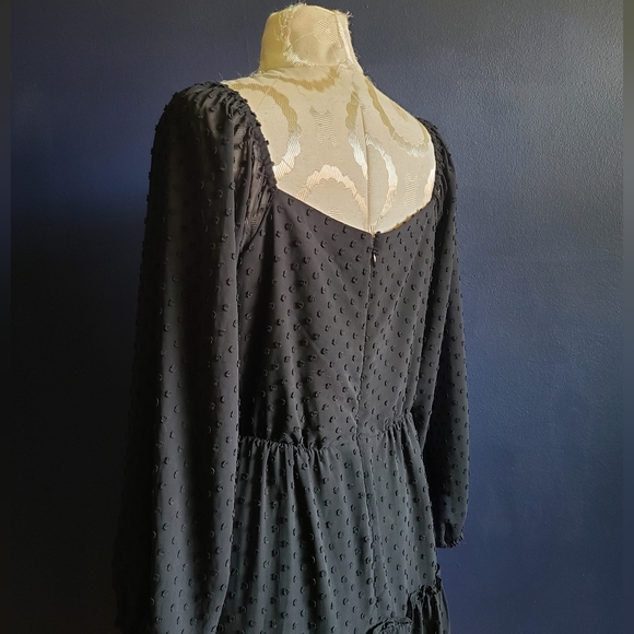 J. CREW TIERED LONG-SLEEVE MIDI DRESS IN SWISS DOT Size 12 Black - Picture 6 of 10